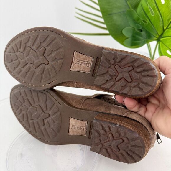 Born Womens Sylvia Boot Size 6.5 Brown Suede Distressed Braid Strap Boho Bootie - Picture 10 of 16